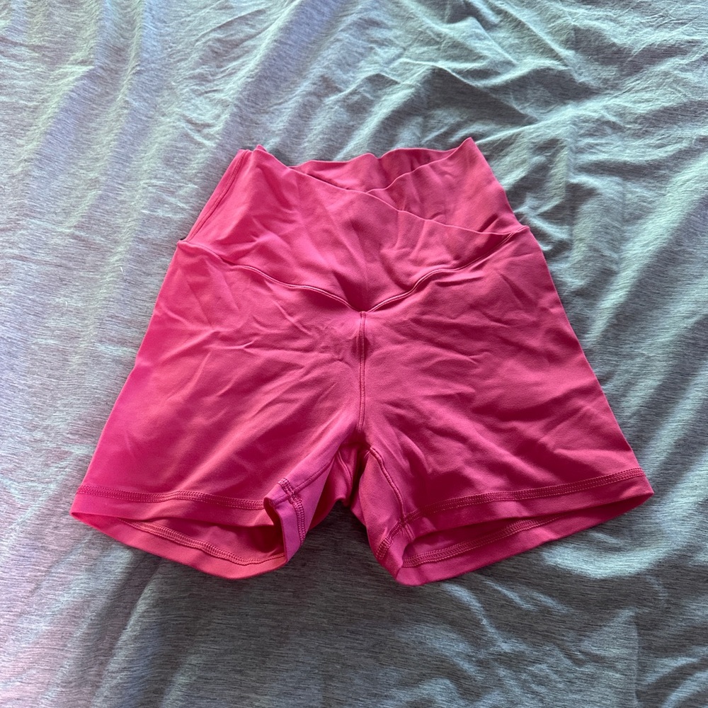 Pink aerie crossover biker shorts 4”